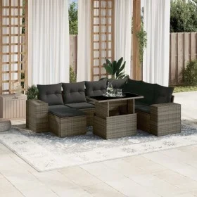 Set of garden sofas and cushions 8 pieces synthetic rattan gray by , Garden sets - Ref: Foro24-3269330, Price: 529,07 €, Disc...