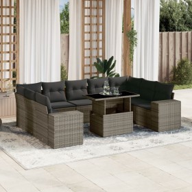 Set de sofás de jardín 10 pzas con cojines ratán sintético gris de , Conjuntos de jardín - Ref: Foro24-3269370, Precio: 654,1...