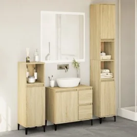 Badezimmermöbel-Set 3-teilig aus Eichenholz-Sonoma-Sperrholz. von , Badezimmermöbel - Ref: Foro24-3282654, Preis: 179,47 €, R...