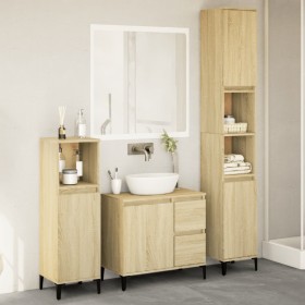 Badezimmermöbel-Set 3-teilig aus Eichenholz-Sonoma-Sperrholz. von , Badezimmermöbel - Ref: Foro24-3282654, Preis: 184,97 €, R...