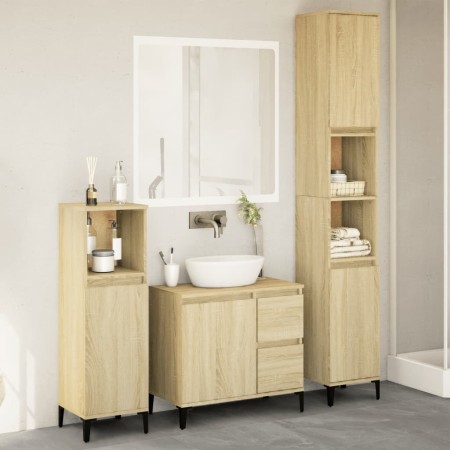 Badezimmermöbel-Set 3-teilig aus Eichenholz-Sonoma-Sperrholz. von , Badezimmermöbel - Ref: Foro24-3282654, Preis: 184,97 €, R...
