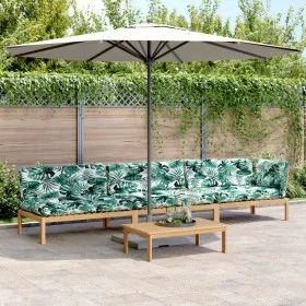 Garden pallet sofa set with 4 acacia wood cushions. by , Outdoor sofas - Ref: Foro24-3209330, Price: 587,93 €, Discount: %