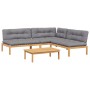Garden pallet sofa set with 4 acacia wood cushions. by , Outdoor sofas - Ref: Foro24-3209332, Price: 615,83 €, Discount: %