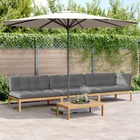 Garden pallet sofa set with 4 acacia wood cushions. by , Outdoor sofas - Ref: Foro24-3209326, Price: 609,51 €, Discount: %