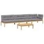 Garden pallet sofa set with 4 acacia wood cushions. by , Outdoor sofas - Ref: Foro24-3209326, Price: 609,51 €, Discount: %