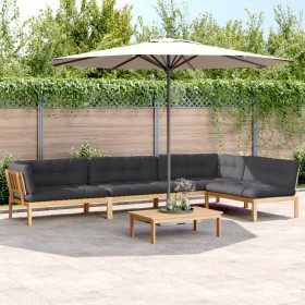 Garten-Palettensofa-Set mit 5-teiligen Kissen aus Akazienholz. von , Outdoor-Sofas - Ref: Foro24-3209385, Preis: 997,61 €, Ra...