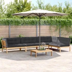 Set of garden pallet sofas and cushions 5 pieces acacia wood by , Outdoor sofas - Ref: Foro24-3209385, Price: 937,35 €, Disco...