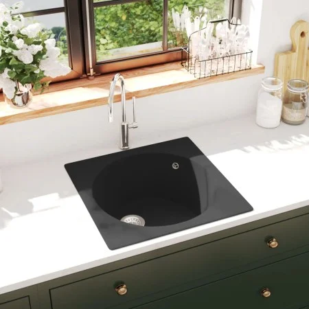 Küchenspüle mit Überlauf aus schwarzem Granit von vidaXL, Sinkt - Ref: Foro24-147065, Preis: 132,39 €, Rabatt: %