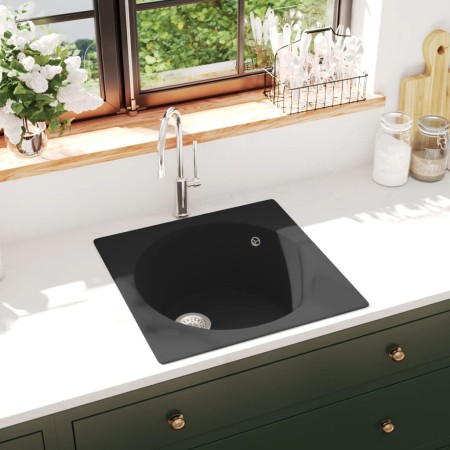 Küchenspüle mit Überlauf aus schwarzem Granit von vidaXL, Sinkt - Ref: Foro24-147065, Preis: 134,41 €, Rabatt: %