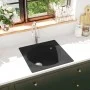 Küchenspüle mit Überlauf aus schwarzem Granit von vidaXL, Sinkt - Ref: Foro24-147065, Preis: 132,39 €, Rabatt: %