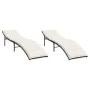Liegestühle mit Kissen, 2 Stück, aus braunem Kunststoff-Rattan. von , Liegen - Ref: Foro24-3277302, Preis: 249,76 €, Rabatt: %