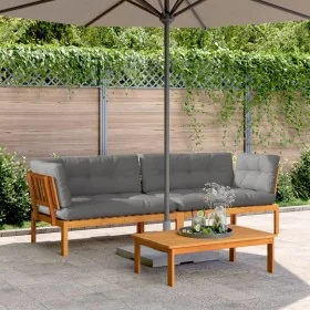 Corner pallet sofas for garden with 2 acacia wood cushions. by , Outdoor sofas - Ref: Foro24-3209476, Price: 496,10 €, Discou...
