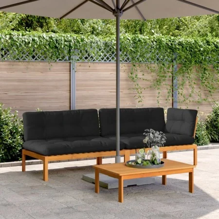 Garden pallet sofa set with 3-piece acacia wood cushions. by , Outdoor sofas - Ref: Foro24-3209448, Price: 457,03 €, Discount: %