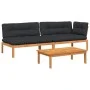 Garden pallet sofa set with 3-piece acacia wood cushions. by , Outdoor sofas - Ref: Foro24-3209448, Price: 457,03 €, Discount: %