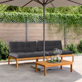 Central pallet garden sofas and 2 acacia wood cushions by , Outdoor sofas - Ref: Foro24-3209481, Price: 445,61 €, Discount: %