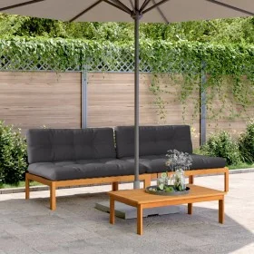 Central pallet garden sofas and 2 acacia wood cushions by , Outdoor sofas - Ref: Foro24-3209481, Price: 407,37 €, Discount: %