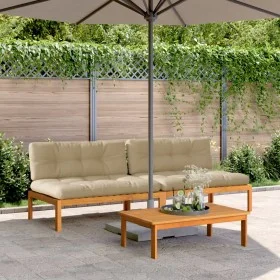 Central pallet garden sofas and 2 acacia wood cushions by , Outdoor sofas - Ref: Foro24-3209483, Price: 388,29 €, Discount: %