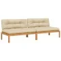 Central pallet garden sofas and 2 acacia wood cushions by , Outdoor sofas - Ref: Foro24-3209483, Price: 389,57 €, Discount: %