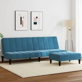 Zweiplätziges Schlafsofa mit blauem Samthocker. von , Sofas - Ref: Foro24-3258091, Preis: 307,57 €, Rabatt: %