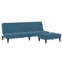 Sofá cama de 2 plazas con taburete terciopelo azul de , Sofás - Ref: Foro24-3258091, Precio: 307,55 €, Descuento: %