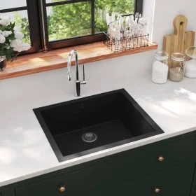 Kitchen sink with black granite overflow by vidaXL, Sinks - Ref: Foro24-147069, Price: 167,56 €, Discount: %