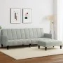 Zweiplätziges Schlafsofa mit Hocker aus hellem grauen Samt. von , Sofas - Ref: Foro24-3258098, Preis: 330,49 €, Rabatt: %