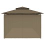 Cenador con cortinas gris taupe 180g/m² 600x298x270 cm