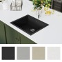 Küchenspüle mit Überlauf aus schwarzem Granit von vidaXL, Sinkt - Ref: Foro24-147069, Preis: 169,57 €, Rabatt: %