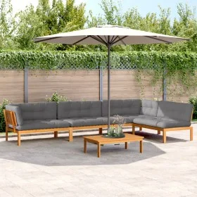 Set of garden pallet sofas and cushions 5 pieces acacia wood by , Outdoor sofas - Ref: Foro24-3209512, Price: 882,13 €, Disco...