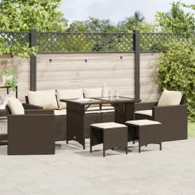 Set of 6 garden sofas and brown synthetic rattan cushions. by , Garden sets - Ref: Foro24-3213550, Price: 509,83 €, Discount: %