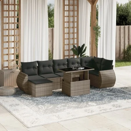 Set de sofás de jardín y cojines 8 piezas ratán sintético gris de , Conjuntos de jardín - Ref: Foro24-3268690, Precio: 532,51...