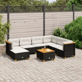 Garden sofa set with 8 pieces of black synthetic rattan and cushions. by , Garden sets - Ref: Foro24-3261941, Price: 596,70 €...
