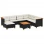 Garden sofa set with 8 pieces of black synthetic rattan and cushions. by , Garden sets - Ref: Foro24-3261941, Price: 596,70 €...