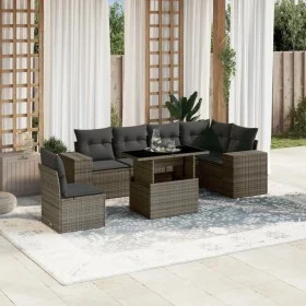 7-piece garden sofa set with gray synthetic rattan cushions by , Garden sets - Ref: Foro24-3269200, Price: 486,50 €, Discount: %