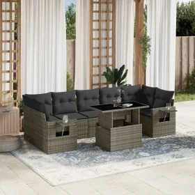 Set of garden sofas and cushions 8 pieces synthetic rattan gray by , Garden sets - Ref: Foro24-3267780, Price: 534,92 €, Disc...