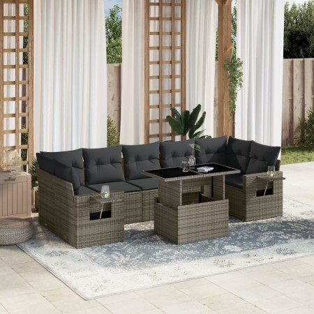 Set of garden sofas and cushions 8 pieces synthetic rattan gray by , Garden sets - Ref: Foro24-3267780, Price: 551,59 €, Disc...