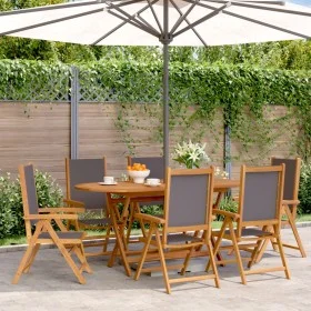 6 Gartenliegen, Stoff, Massivholz, Anthrazitfarben von , Gartenstühle - Ref: Foro24-3214542, Preis: 431,23 €, Rabatt: %