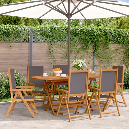 Sillas de jardín reclinables 6 uds tela madera maciza antracita de , Sillas de jardín - Ref: Foro24-3214542, Precio: 442,52 €...