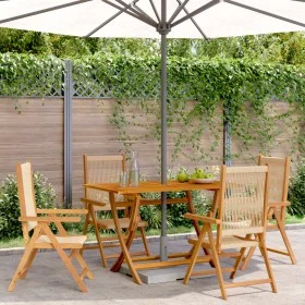 4 verstellbare Gartenstühle aus massivem Akazienholz in Beige von , Gartenstühle - Ref: Foro24-3214535, Preis: 332,57 €, Raba...