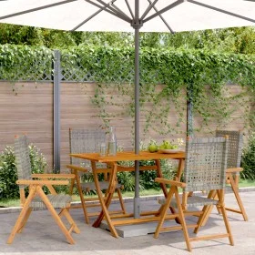 4 Gartenliegestühle aus PE-Rattan und massivem Holz in Grau von , Gartenstühle - Ref: Foro24-3214523, Preis: 298,24 €, Rabatt: %