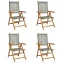 Sillas de jardín reclinables 4 uds ratán PE madera maciza gris de , Sillas de jardín - Ref: Foro24-3214523, Precio: 300,78 €,...