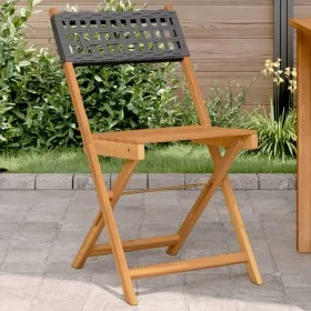 Bistrostühle 2 Stück Massivholz Akazie Rattan PE Schwarz von , Gartenstühle - Ref: Foro24-367675, Preis: 92,89 €, Rabatt: %