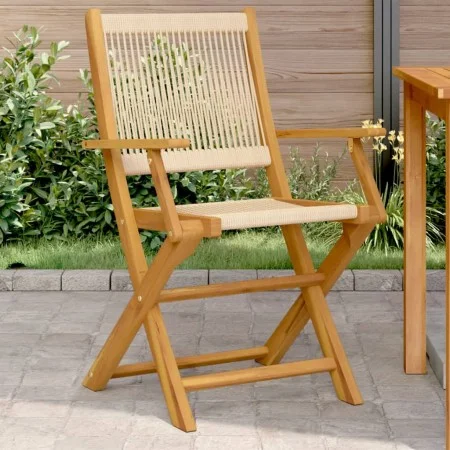 Sillas de jardín 2 uds madera maciza acacia polipropileno beige de , Sillas de jardín - Ref: Foro24-367668, Precio: 183,84 €,...
