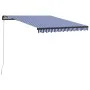 Manual retractable awning with blue and white LED 300x250 cm by vidaXL, Awnings - Ref: Foro24-3055220, Price: 271,57 €, Disco...
