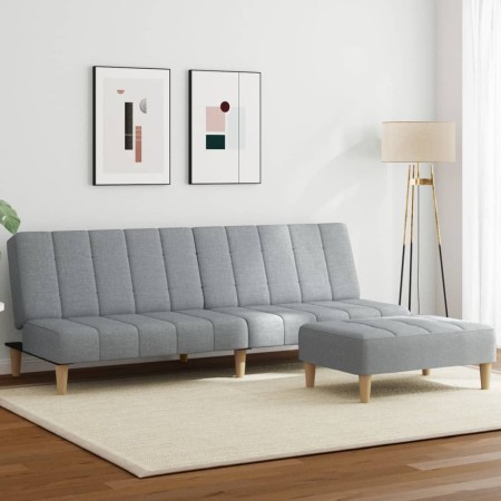Two-seater sofa bed with light gray fabric ottoman by , Sofas - Ref: Foro24-3258085, Price: 303,96 €, Discount: %