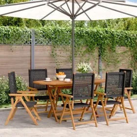 Sillas de jardín reclinables 6 uds ratán PE madera maciza negro de , Sillas de jardín - Ref: Foro24-3214521, Precio: 445,85 €...