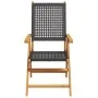 6 Stück verstellbare Gartenstühle aus PE-Rattan und massivem Holz in Schwarz von , Gartenstühle - Ref: Foro24-3214521, Preis:...