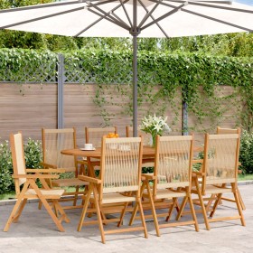 Reclining garden chairs 8 units solid acacia wood beige by , Garden chairs - Ref: Foro24-3214537, Price: 673,73 €, Discount: %