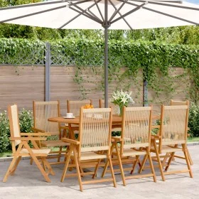 Reclining garden chairs 8 units solid acacia wood beige by , Garden chairs - Ref: Foro24-3214537, Price: 660,90 €, Discount: %