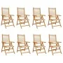 8 verstellbare Gartenstühle aus massivem Akazienholz in Beige von , Gartenstühle - Ref: Foro24-3214537, Preis: 660,84 €, Raba...